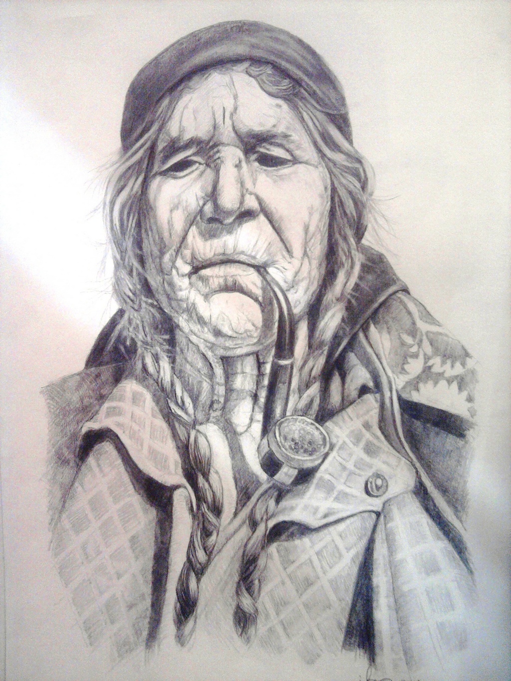 1024x1365 iuliana sava artwork smoking a pipe gypsy original drawing - Gypsy Drawing