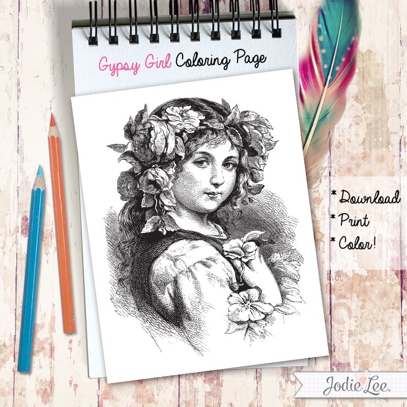 800x800 gypsy girl coloring - Gypsy Girl Drawing
