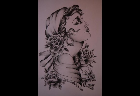 540x371 pencil drawing gypsy girl tattoo tattoo love - Gypsy Girl Drawing