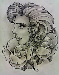 198x250 gypsy head drawing in progress - Gypsy Head Drawing