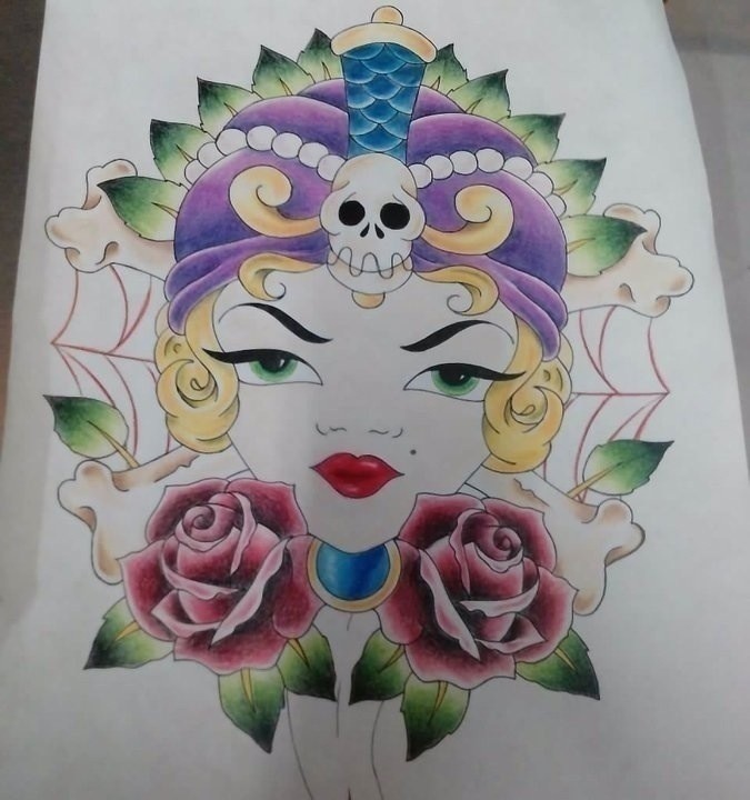 675x720 gypsy head a drawing art and drawing on cut out + keep - Gypsy Head Drawing