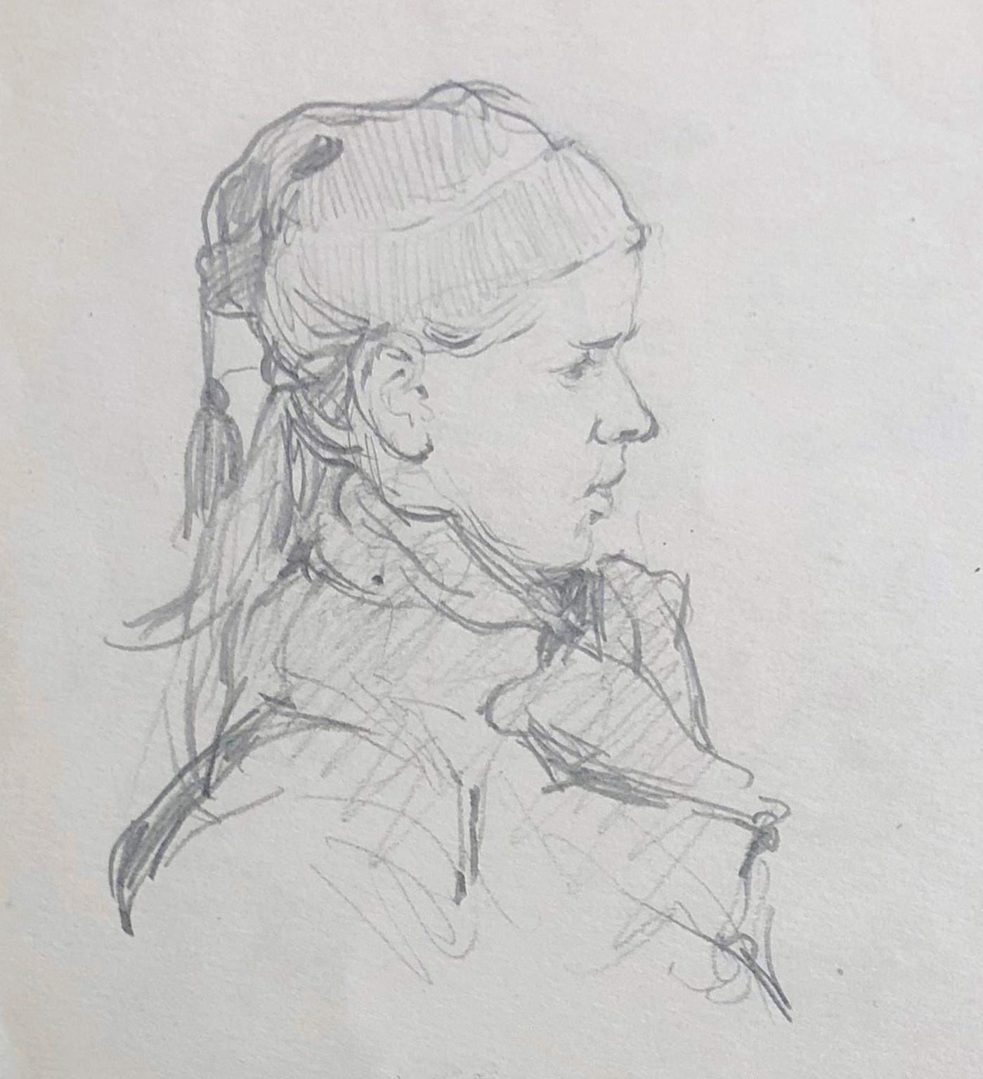 1399x1536 Alfred William Rich - Gypsy Head Drawing