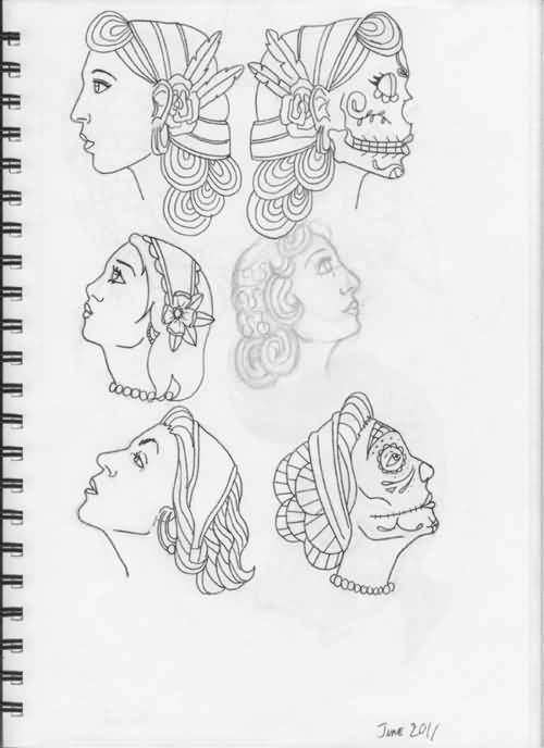 500x688 gypsy tattoo head drawings - Gypsy Head Drawing