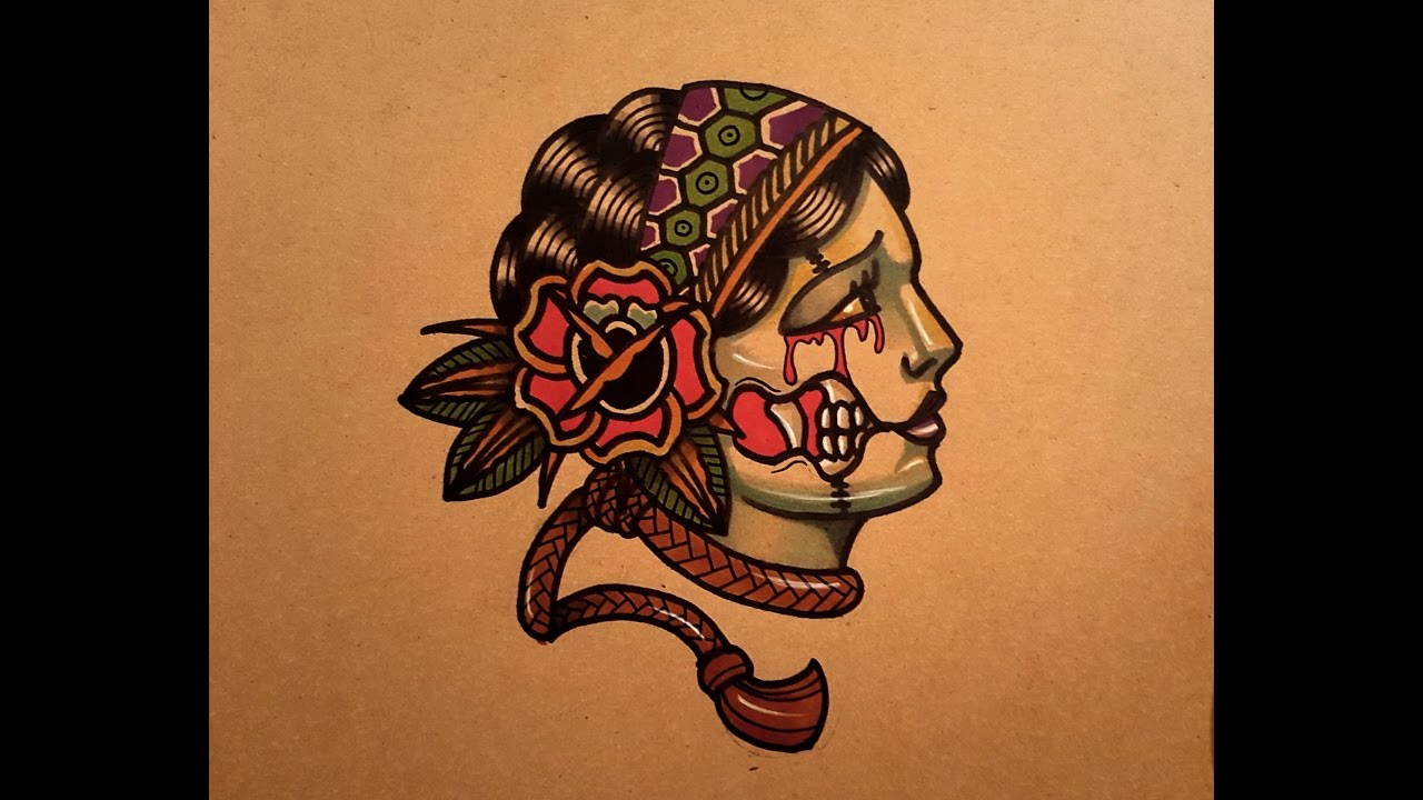 1280x720 how to draw an old school zombie gypsy head - Gypsy Head Drawing