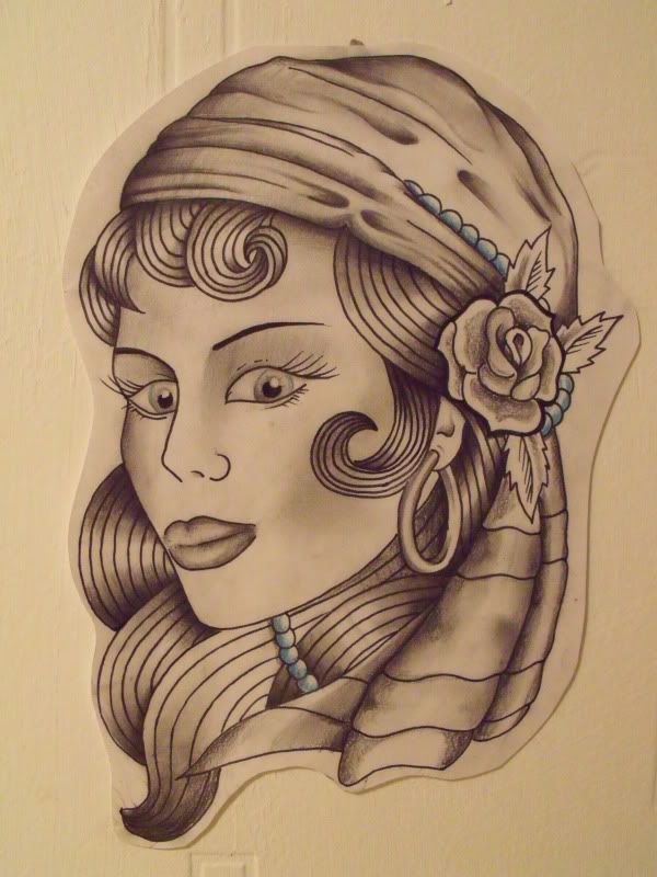 600x800 roney tattoo gypsy head tattoo - Gypsy Head Drawing