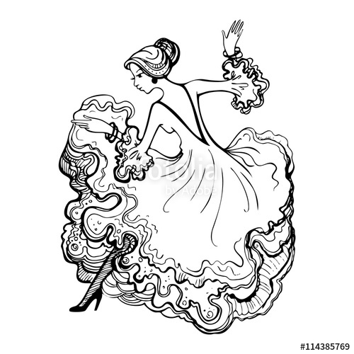 500x500 girl in a beautiful ball gown spanish woman dancing flamenco - Gypsy Woman Drawing