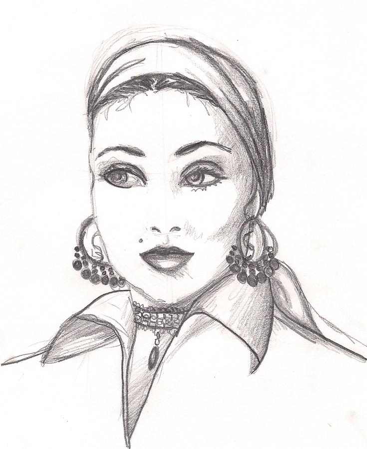 735x900 Gypsy Woman Drawing - Gypsy Woman Drawing