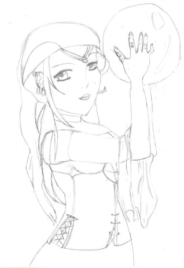 600x872 Gypsy Woman Sketch - Gypsy Woman Drawing