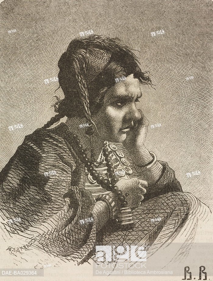 700x922 portrait of a gypsy woman, drawing from travels in the caucasus - Gypsy Woman Drawing