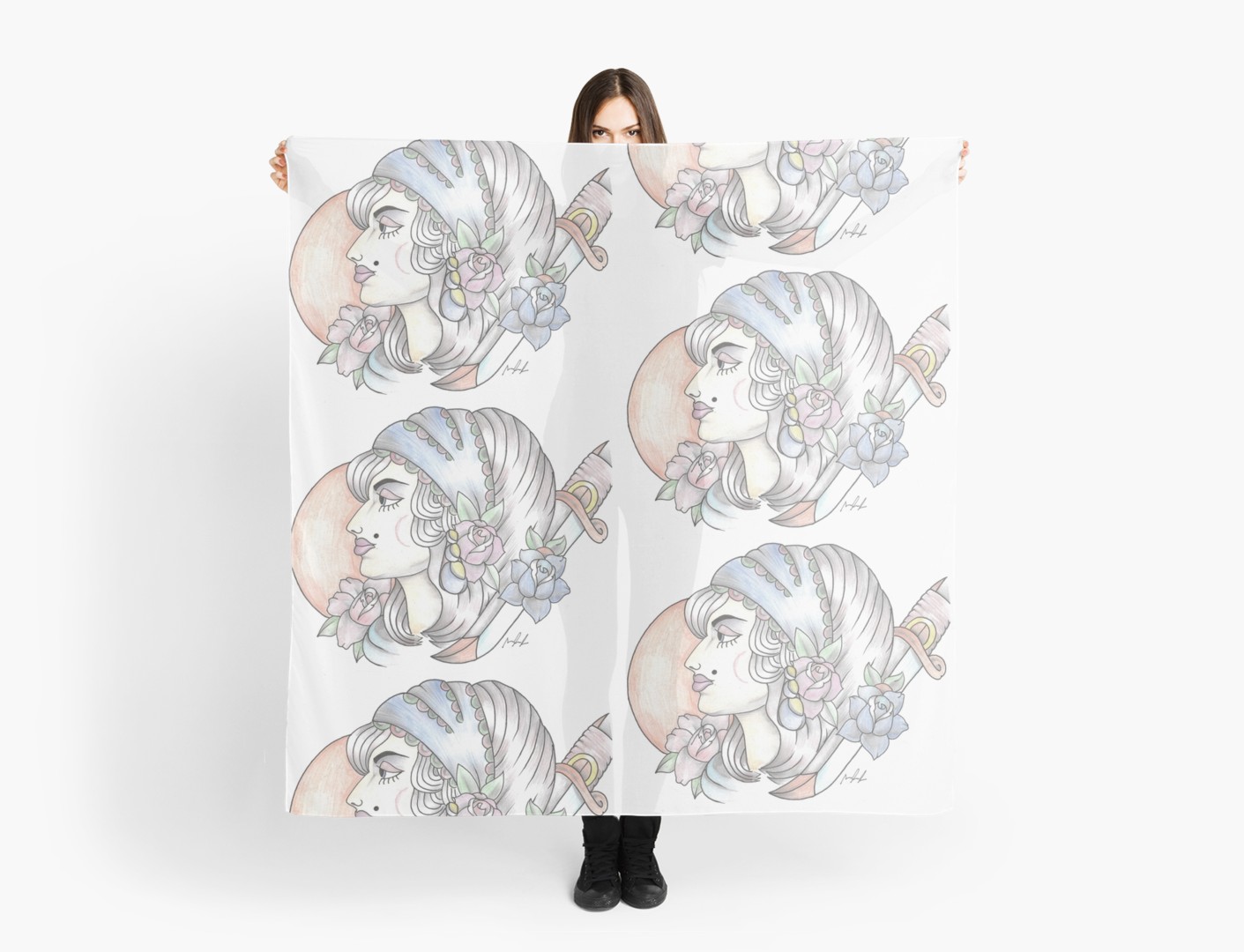 1411x1080 traditional gypsy woman tattoo scarves - Gypsy Woman Drawing