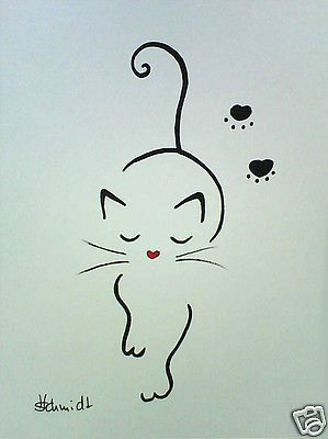 299x400 H Schmidt Katzemiezecat Gato Pc Strichzeichnung Katzenaugen Deko - H Drawing