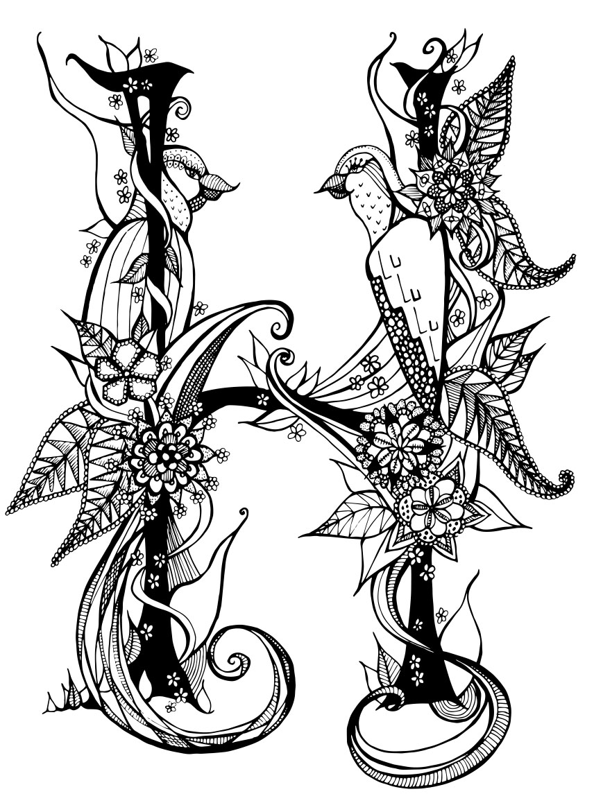 856x1158 Illustrated Letters H - H Drawing