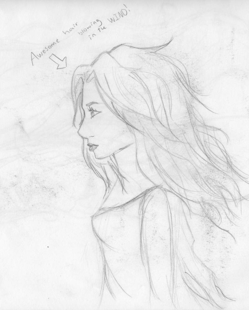 802x996 Hair Blowing In The Wind - Hair Blowing In The Wind Drawing