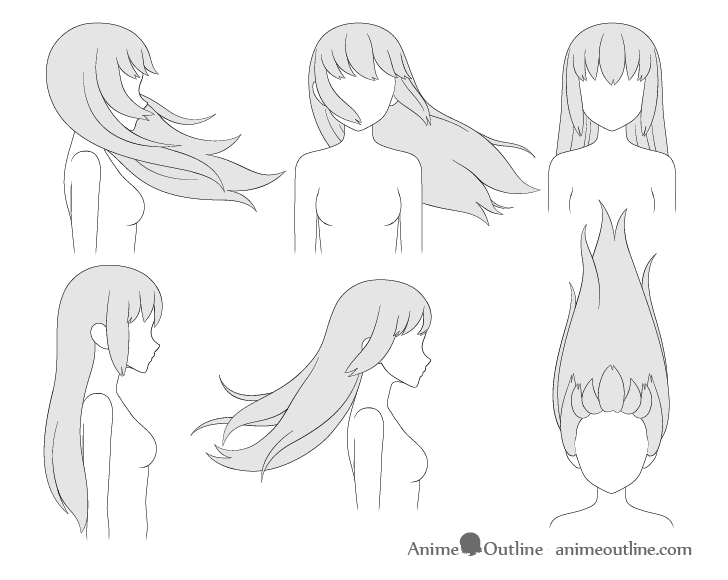728x580 How To Draw Anime Hair Blowing In Different Directions - Hair Blowing In The Wind Drawing