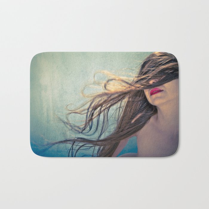 700x700 Woman's Long Hair Blowing In The Wind Summer Breeze Bath Mat - Hair Blowing In The Wind Drawing