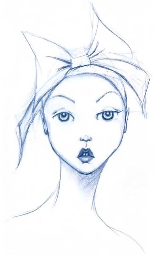 650x1057 Face - Hair Bow Drawing