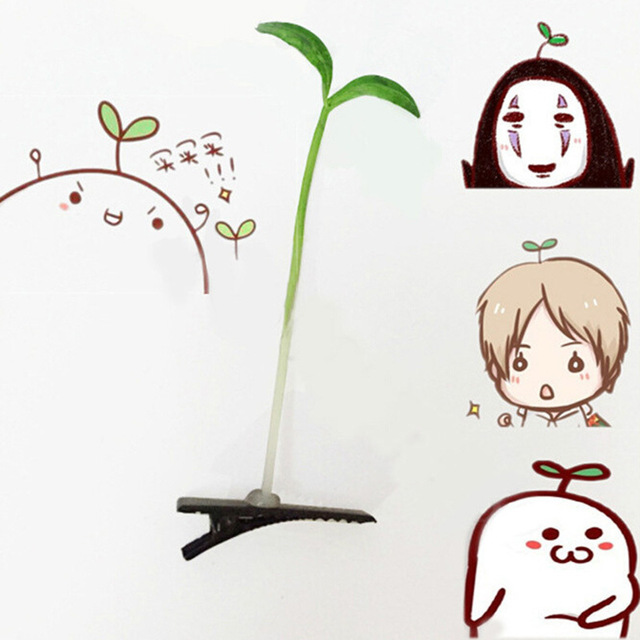 640x640 hot sale funny show bean sprout bobby hairpin flower plant hair - Hair Clip Drawing