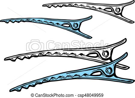 450x328 vector hand drawn illustration of barrette alligator hair clips - Hair Clip Drawing