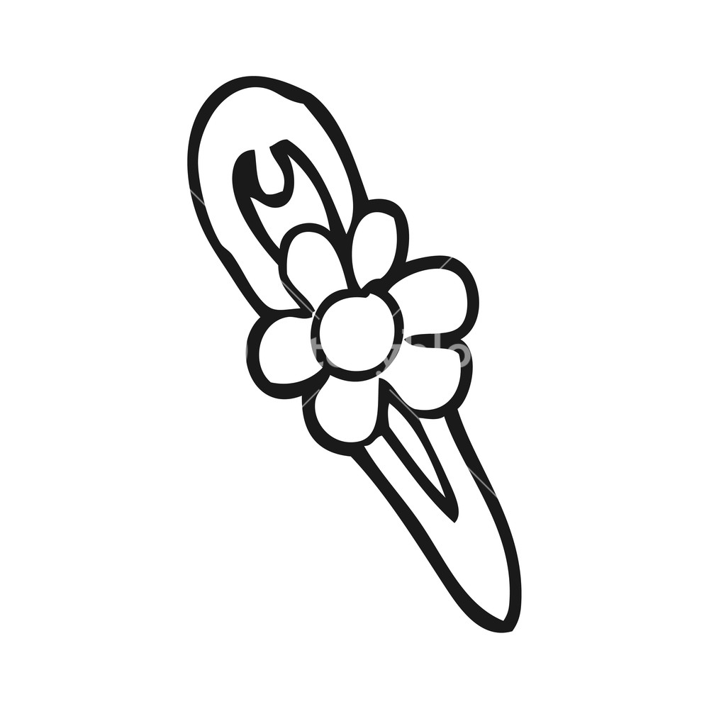 1000x1000 Freehand Drawn Black And White Cartoon Hair Clip Royalty Free - Hair Clip Drawing