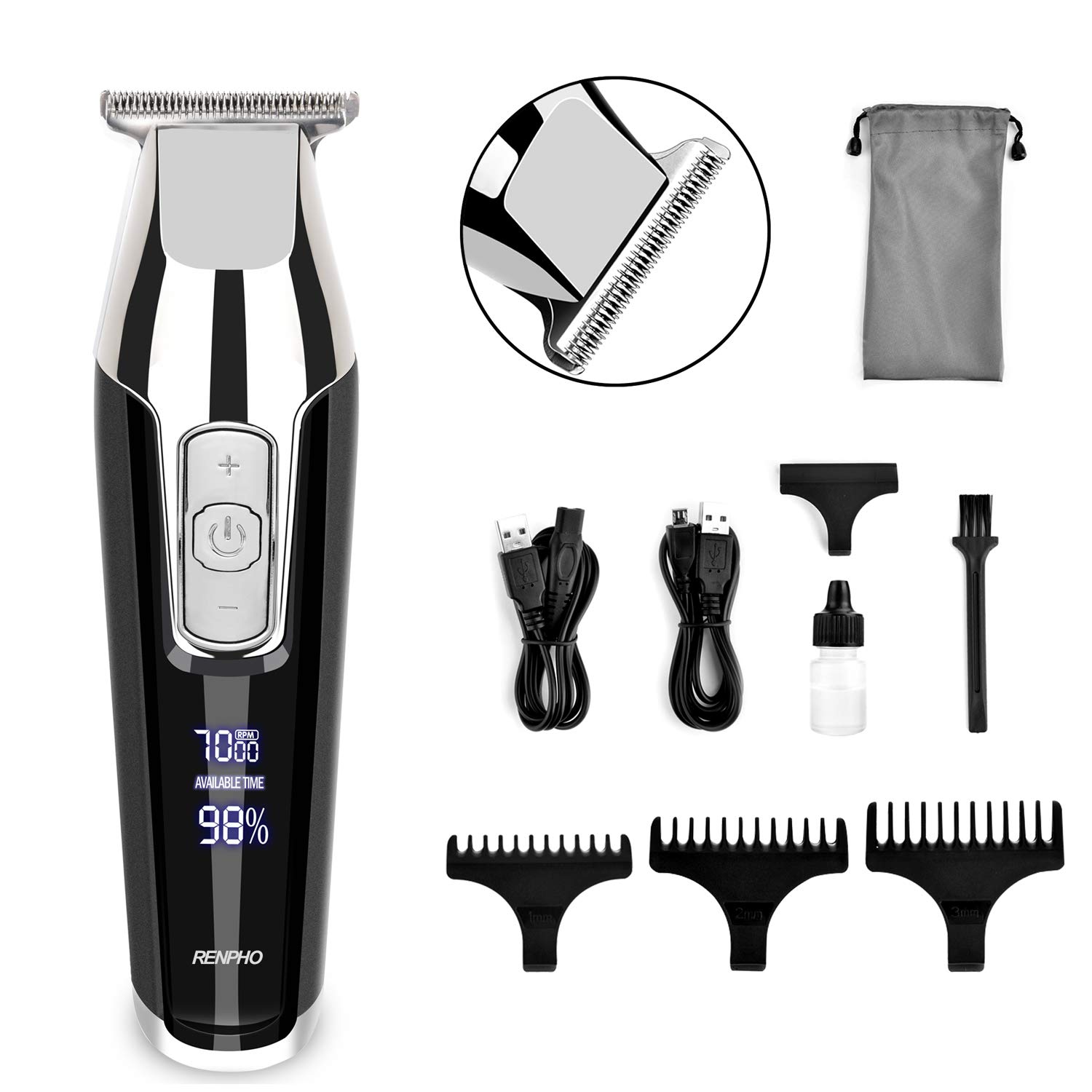 1500x1500 renpho hair clippers cordless clippers beard trimmer for men - Hair Clipper Drawing