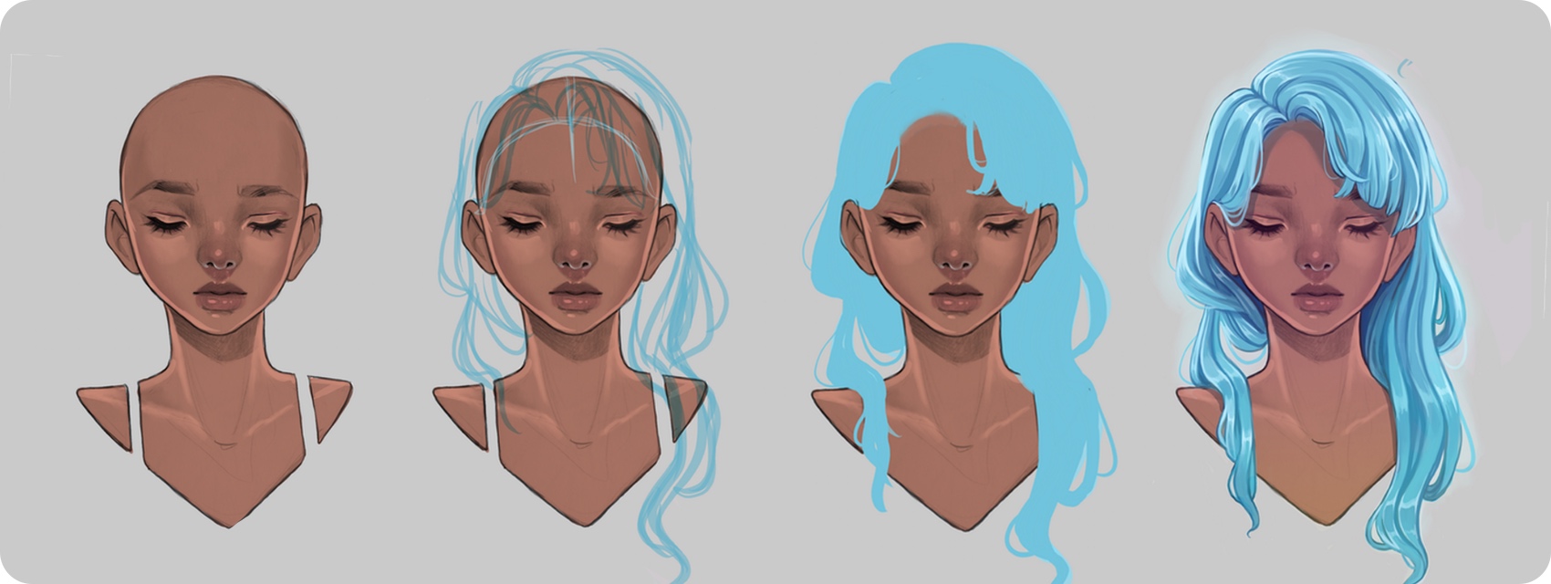 1700x640 How To Draw Hair Step - Hair Drawing