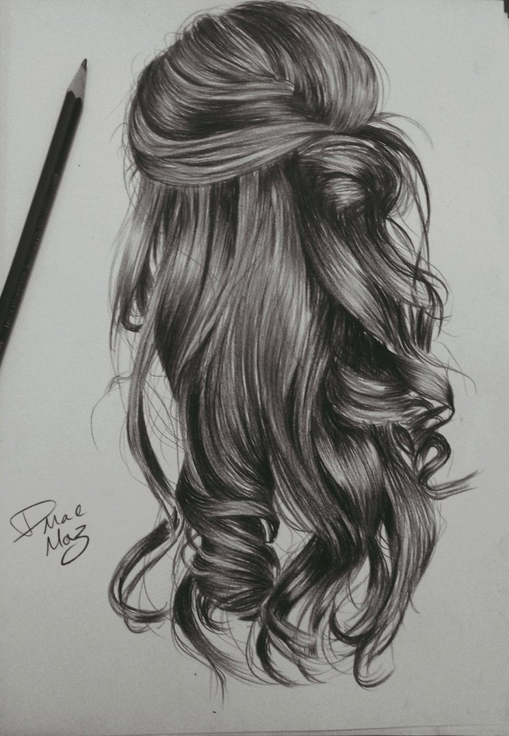 744x1074 wavy hair drawing art drawing skill - Hair Drawing