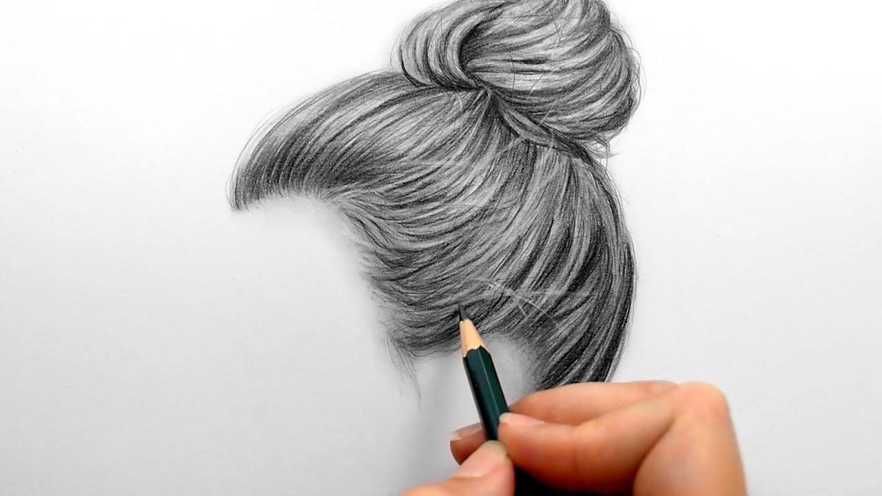 1280x720 Drawing And Shading A Realistic Hair Bun With Graphite Pencils - Hair Drawing