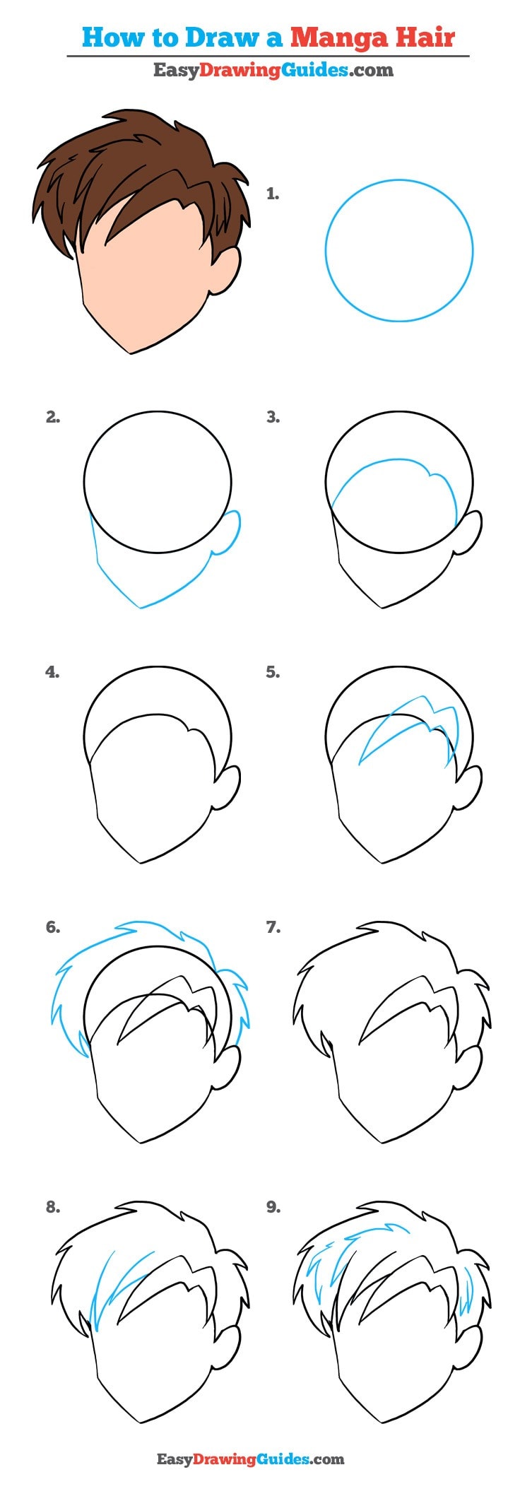736x2107 How To Draw Manga Hair Really Easy Drawing Tutorial - Hair Drawing Tutorial