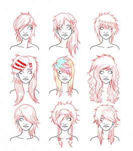265x302 How To Draw Scene Hair, Scene Hair, Step - Hair Drawing Tutorial