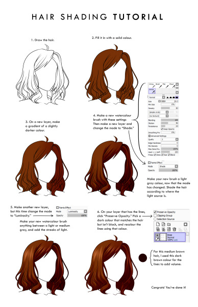 388x600 Hair Shading Tutorial Tumblr - Hair Drawing Tutorial