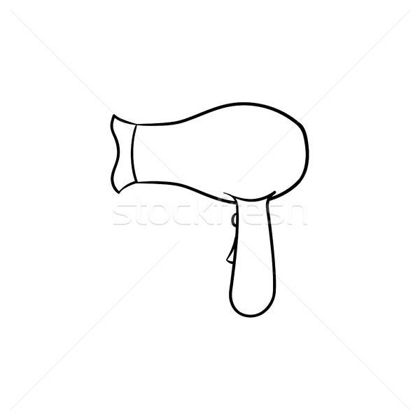 600x600 hair dryer hand drawn sketch icon vector illustration andrei - Hair Dryer Drawing