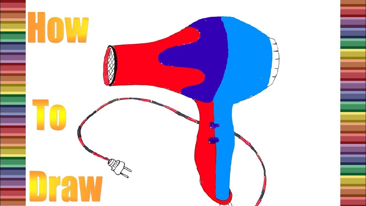 1280x720 how to draw and coloring the hair dryer coloring pages for kids - Hair Dryer Drawing