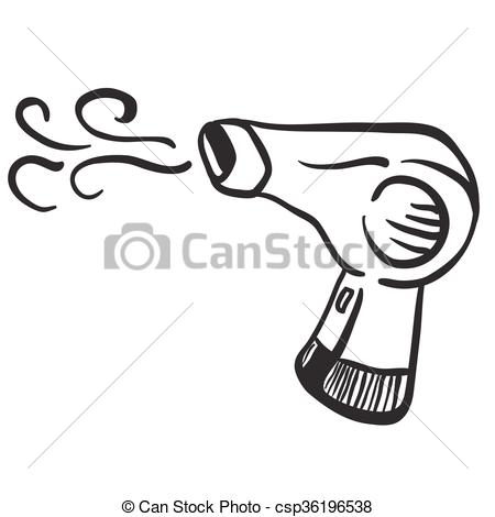 450x470 simple black and white hair dryer - Hair Dryer Drawing