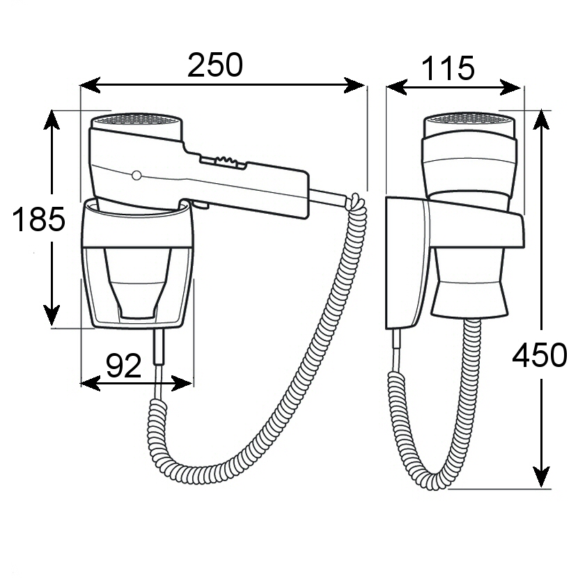 830x830 valera action hotel hair dryer - Hair Dryer Drawing