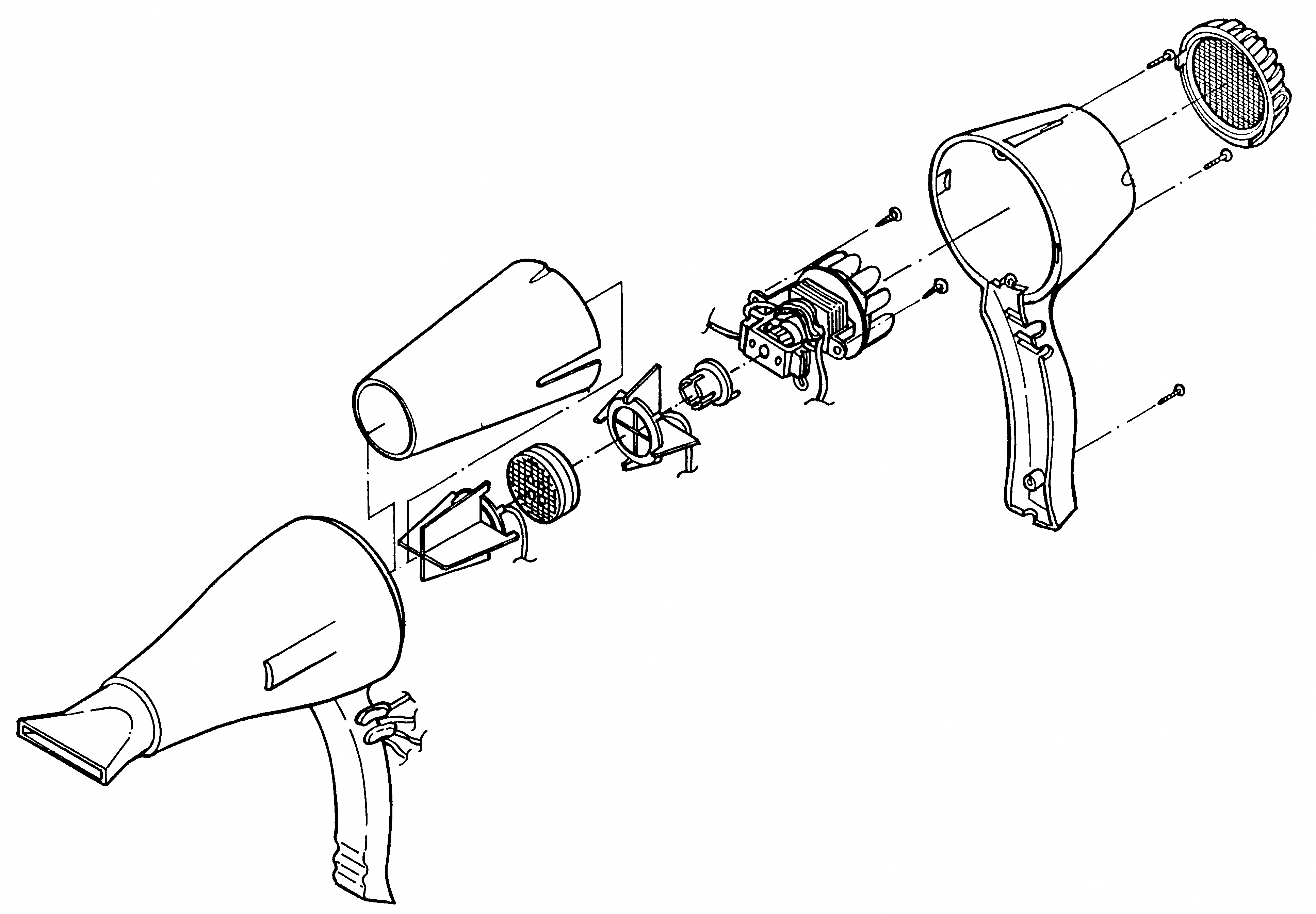3867x2686 hair dryer technical drawing - Hair Dryer Drawing