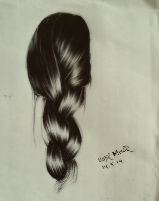 320x404 drew this braids using ballpoint pen - Hair Pen Drawing