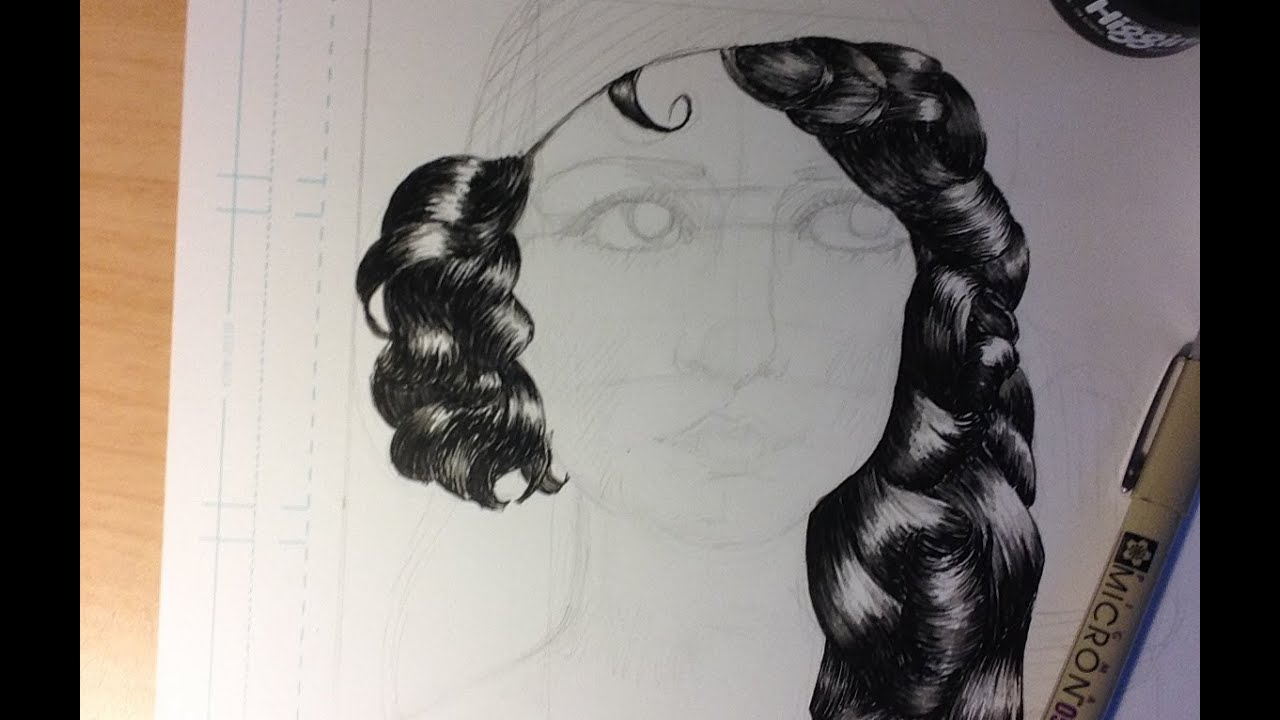 1280x720 How To Draw Hair With Pen Ink - Hair Pen Drawing