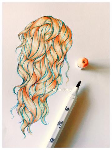 360x480 How To Draw Hair With Brush Markers And Brush Pens - Hair Pen Drawing