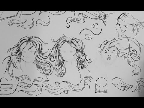 480x360 Pen And Ink Drawing Tutorials How To Draw Long Straight Hair - Hair Pen Drawing