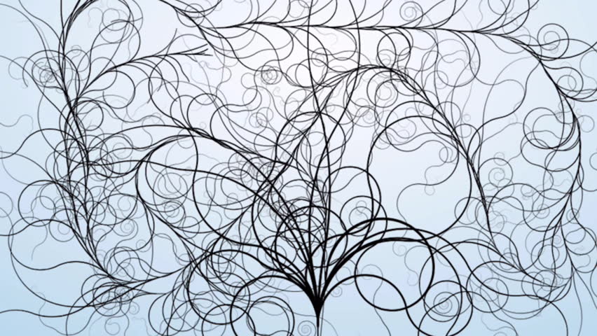 852x480 Animated Motion Graphics Pen Drawing Flowing Ornate Curly Hair Lines - Hair Pen Drawing