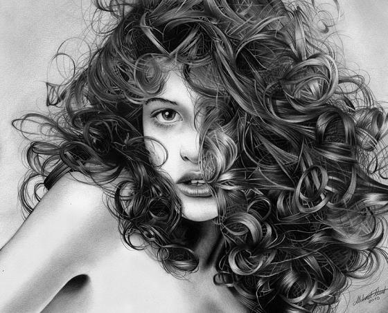 560x453 Amazing Pencil Drawings Of Hair - Hair Pencil Drawing