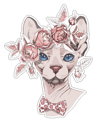 404x500 sphynx cat vinyl bumper sticker decal rose flower - Hairless Cat Drawing