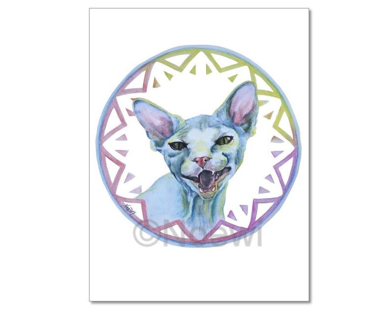 794x635 sphynx cat lara original painting drawing etsy - Hairless Cat Drawing