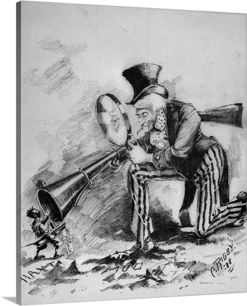 809x1000 Editorial Cartoon Drawing Of Uncle Sam Looking - Haiti Drawing