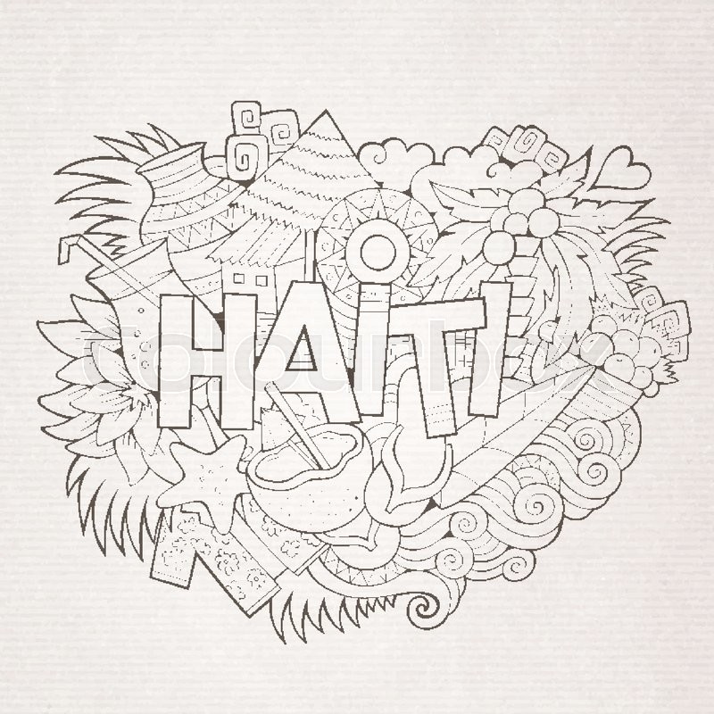 800x800 Haiti Hand Lettering And Doodles Stock Vector Colourbox - Haiti Drawing