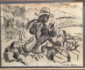 300x248 Marion Greenwood Original Charcoal Drawing Haiti Ebay - Haiti Drawing