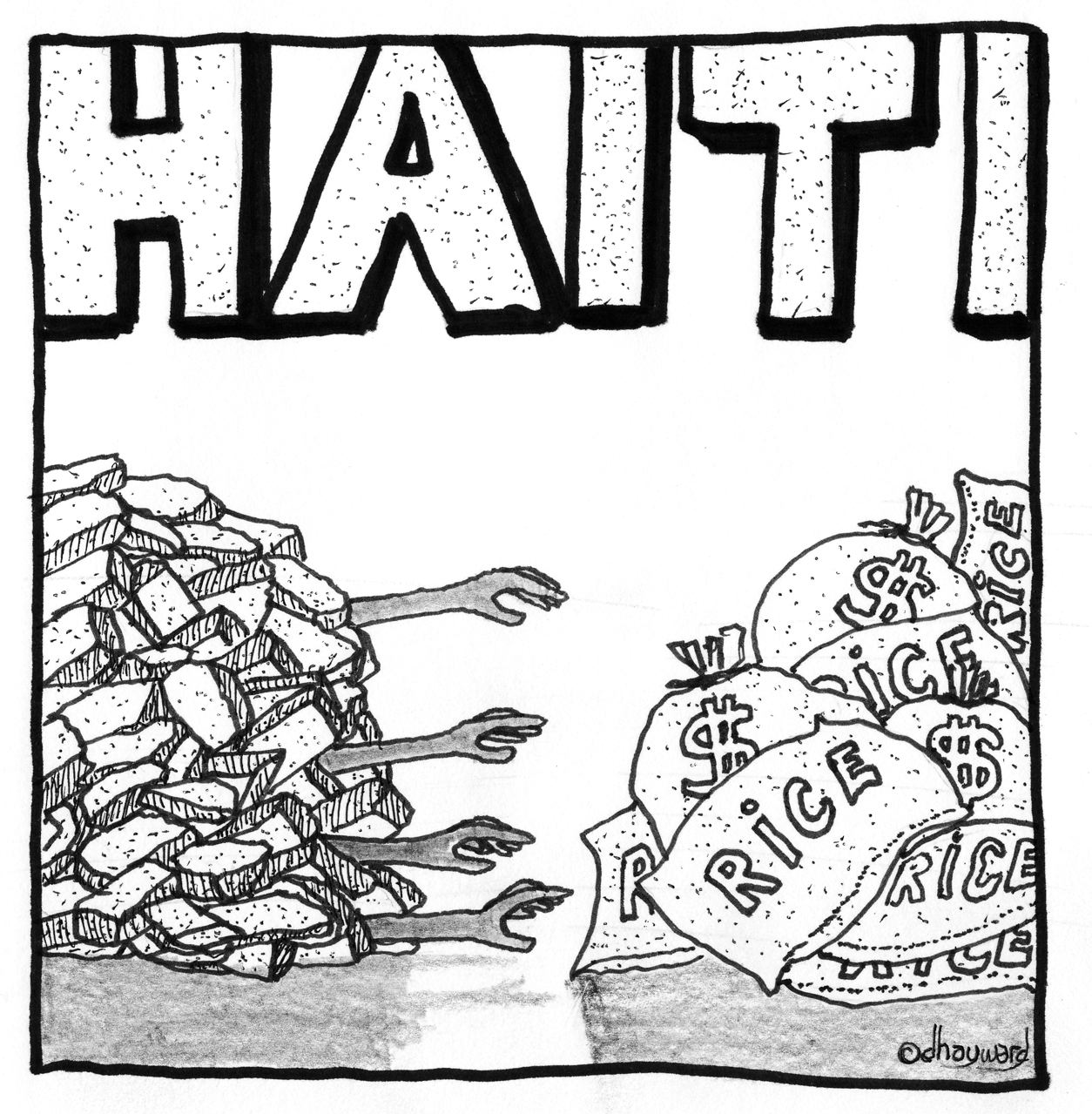 1254x1279 Cartoon Haiti Now David Hayward - Haiti Drawing