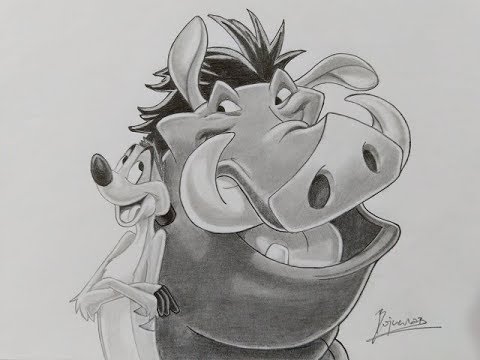 480x360 timon and pumbaa pencil drawing hakuna matata - Hakuna Matata Drawing