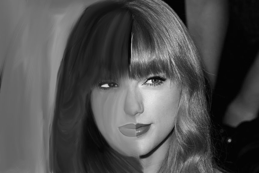 864x576 Half Face Shaded Drawing - Half A Face Drawing