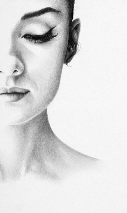 418x699 Bez Zagolovka Audrey Art, Drawings, Pencil Portrait - Half A Face Drawing